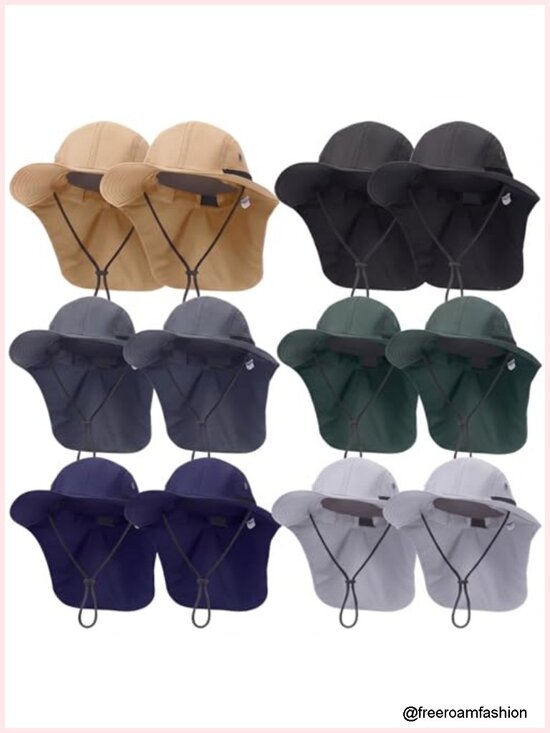 Sun Hat with Neck Flap Wide Brim UV Protection Hiking Safari Cap Unisex Outdoor main image 4